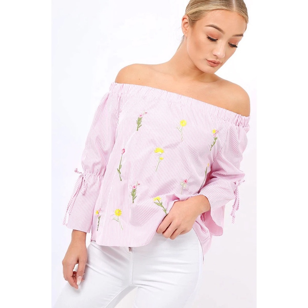 CeCe Off the Shoulder Cotton Top